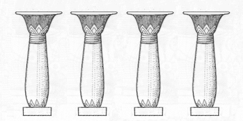 illustration of 4 papyriform pillars